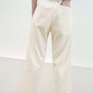 Micaela Greg Vintage inspired utility pant, size large, dirty white.